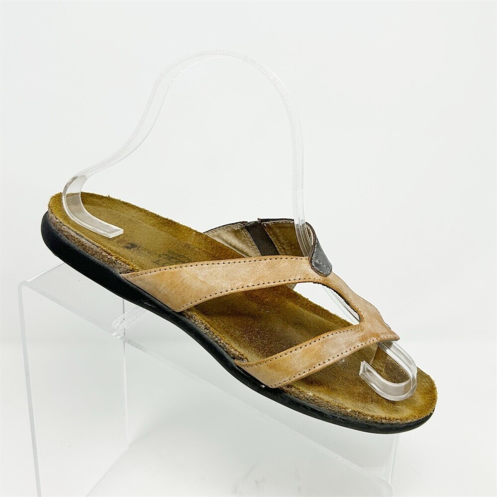 Naot Thong Sandals Womens Brown & Pewter Slip-On Comfort Contoured Footbed 38